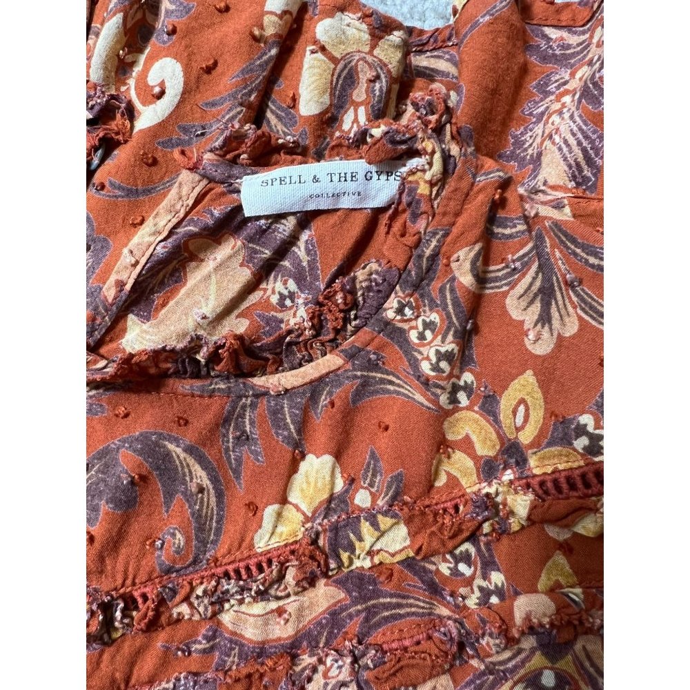 Spell & Gypsy Collective Rust Brown Blouse Top Fl… - image 7